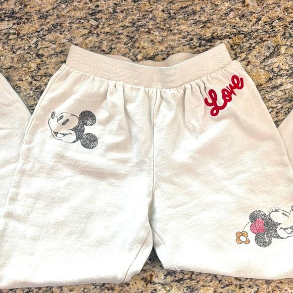 Disney Cream Jogger Sweat Pants with Mickey Mouse and friends Design kids 11/12 - Picture 2 of 15